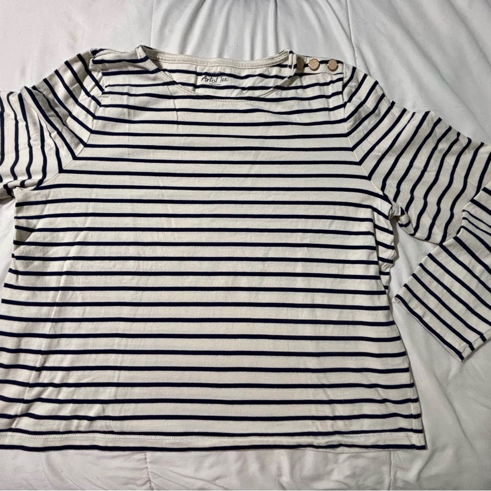 J. Crew Navy and White Striped Long Sleeve Top